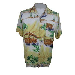 Tropic Threads Men Hawaiian camp shirt p2p 22 L aloha luau tropical Honolulu vtg